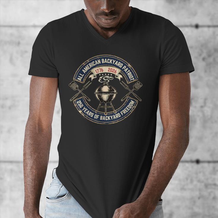 BBQ Dad 250 Years Backyard Freedom 1776 USA Patriot July 4th Men's V-Neck T-Shirt