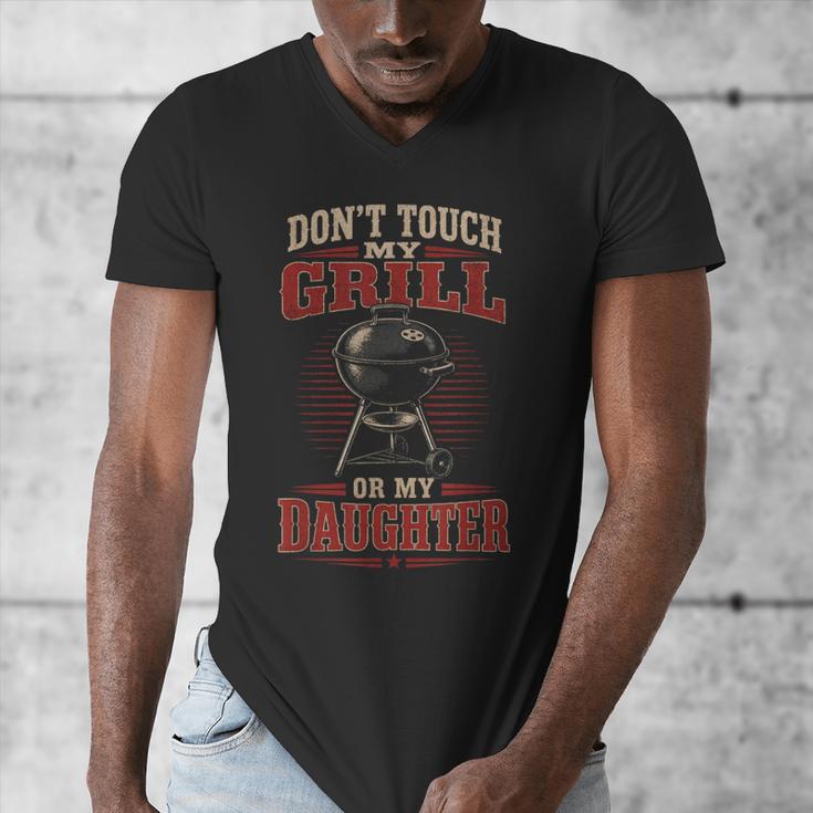 BBQ Dad Don't Touch My Grill Or My Daughter Men's V-Neck T-Shirt