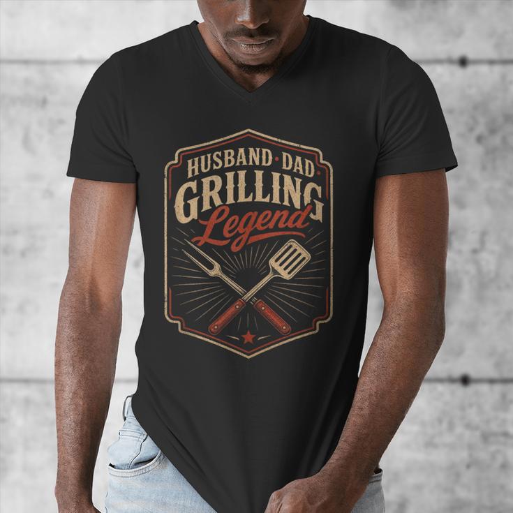 BBQ Dad Husband Dad Grilling Legend Men's V-Neck T-Shirt BBQ Dad Husband Dad Grilling Legend Men's V-Neck T-Shirt