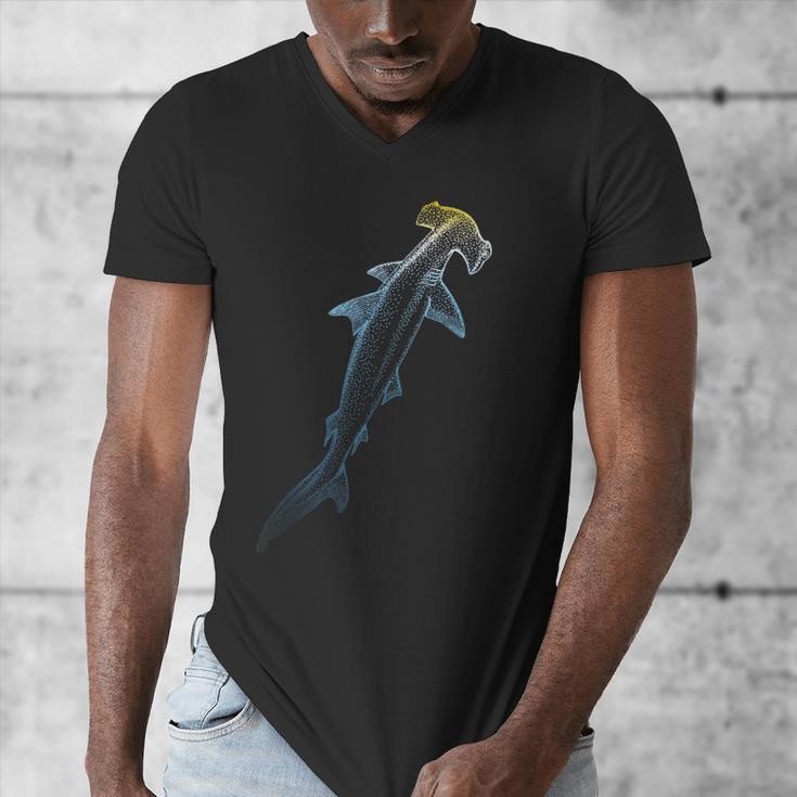 Beautiful Colors Swimming Hammerhead Shark Lovers Men's V-Neck T-Shirt