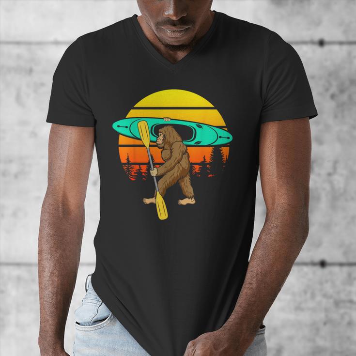 Bigfoot Kayak Paddling Lake Rafts Inflatable Canoe Sasquatch Men's V-Neck T-Shirt