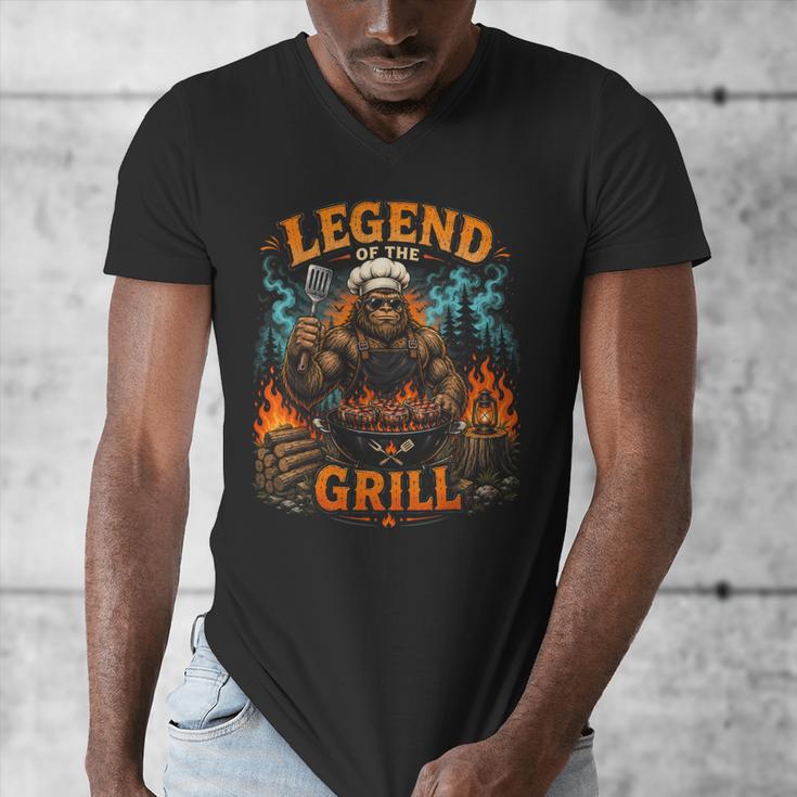 Bigfoot Legend Of The Grill BBQ Dad Father Day 2026 Men's V-Neck T-Shirt