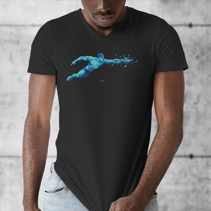 Blue Water Swimming In Freestyle Stroke Men's V-Neck T-Shirt Blue Water Swimming In Freestyle Stroke Men's V-Neck T-Shirt