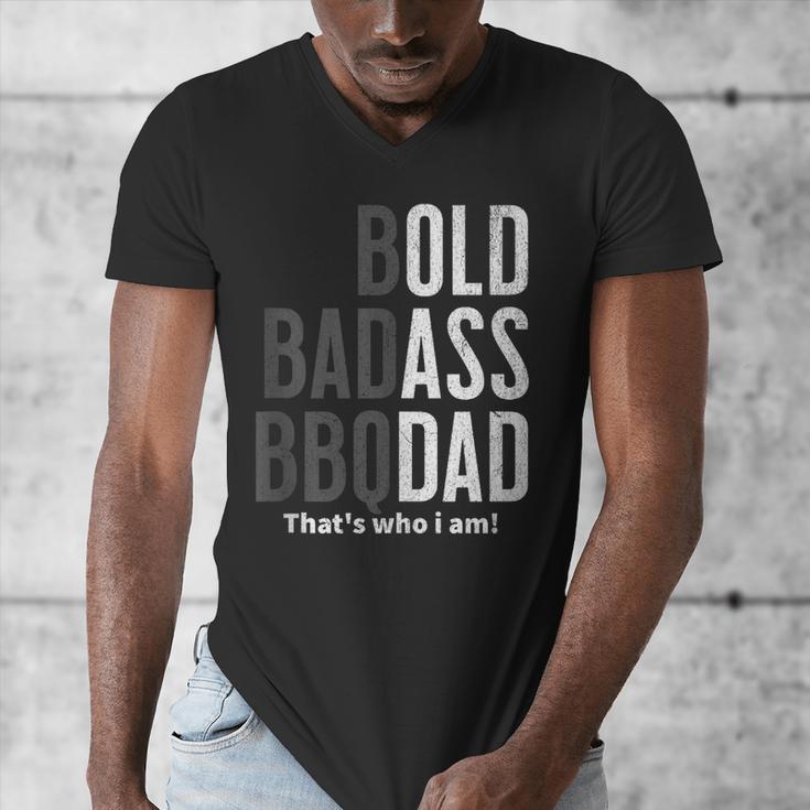 Bold Badass BBQ Dad Gag Fathers Day Husband Birthday Men's V-Neck T-Shirt