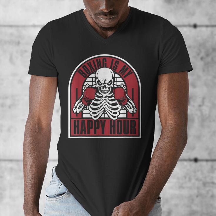Boxing Is My Happy Hour Muay Thai Kickboxer Fan Boxing Men's V-Neck T-Shirt