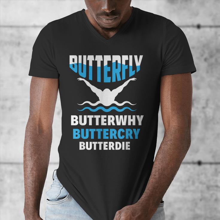 Butterfly Butterwhy Buttercry Swimming Swimmer Men's V-Neck T-Shirt Butterfly Butterwhy Buttercry Swimming Swimmer Men's V-Neck T-Shirt
