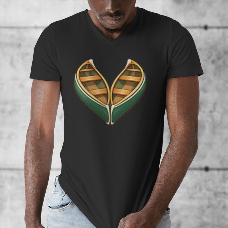 Canoe Heart Cute Minimalist Paddling Adventure Men's V-Neck T-Shirt