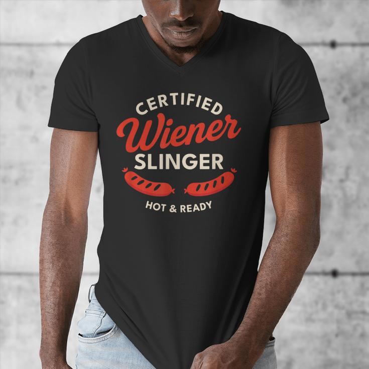 Certified Wiener Slinger BBQ Dad 4th Of July Men's V-Neck T-Shirt