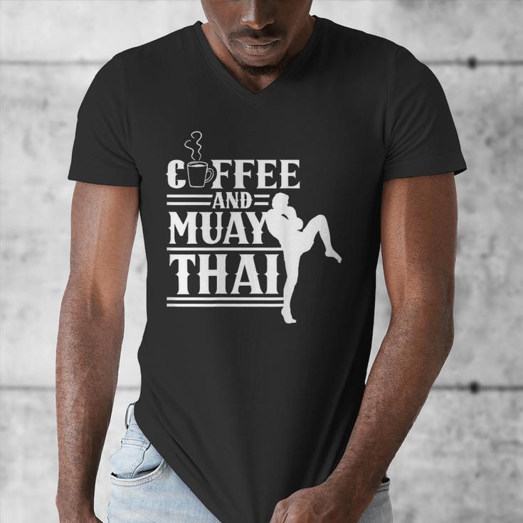 Coffee And Muay Thai Martial Arts Boxing Hobby Fighter Men's V-Neck T-Shirt