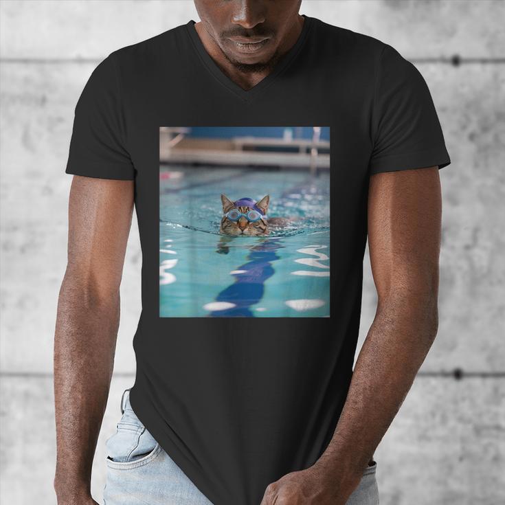 Competitive Swim Team Funny Kitty Cat Swimming Men's V-Neck T-Shirt Competitive Swim Team Funny Kitty Cat Swimming Men's V-Neck T-Shirt