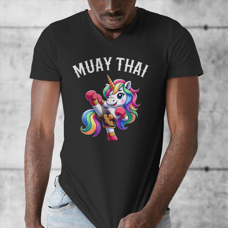 Cute Muay Thai Unicorn Men's V-Neck T-Shirt