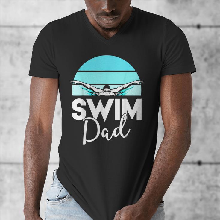 Dad Father School Swimming Meet Swimmer Swimmer Men's V-Neck T-Shirt Dad Father School Swimming Meet Swimmer Swimmer Men's V-Neck T-Shirt