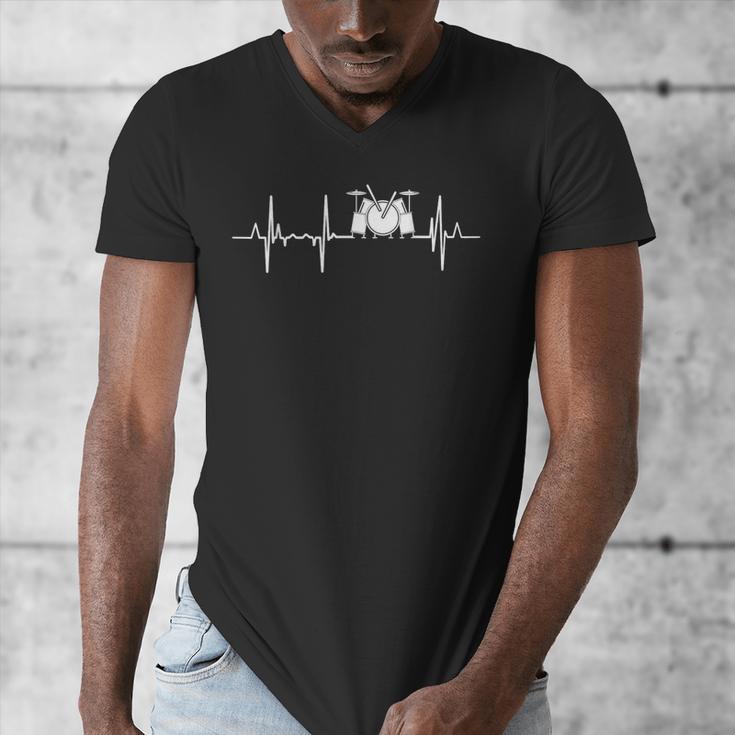 Drum Kit Cardiogram Drum Musician ECG Men's V-Neck T-Shirt Drum Kit Cardiogram Drum Musician ECG Men's V-Neck T-Shirt