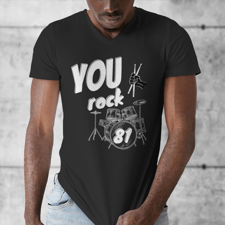 Drum Kit Drummer 81 Years 81st Birthday Men Women Men's V-Neck T-Shirt