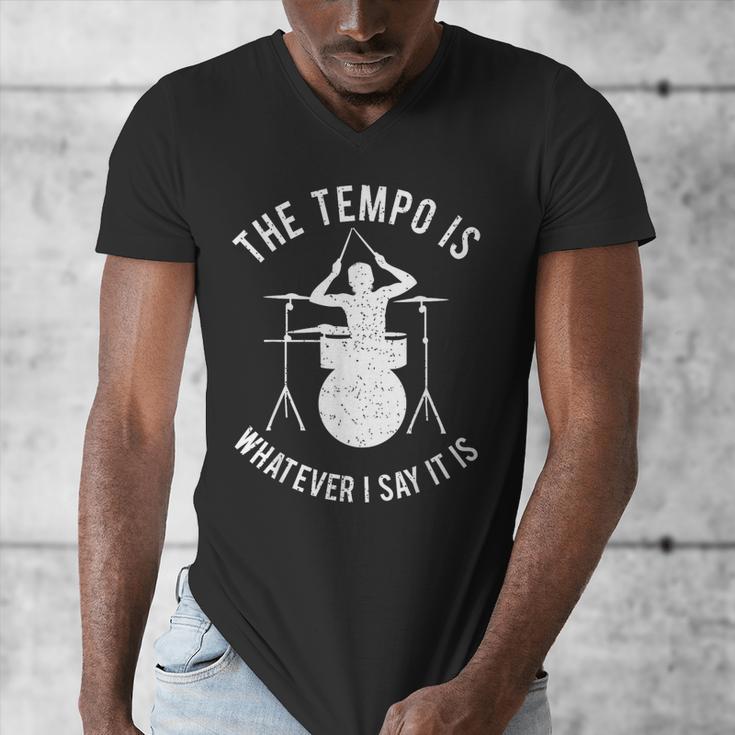 Drum Kit Graphic For a Drummer With Percussion Instruments Men's V-Neck T-Shirt