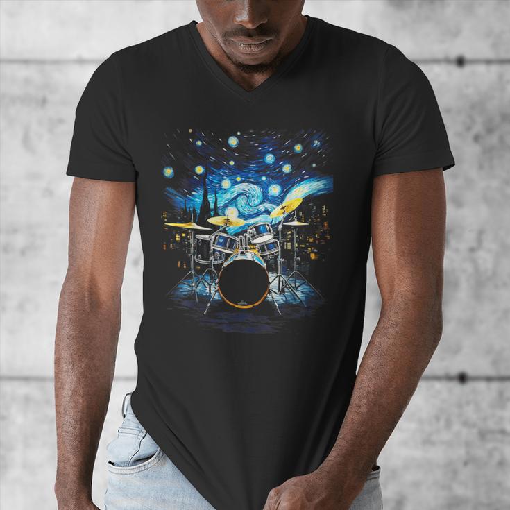Drum Kit Percussionist Drummer Van Gogh Drums Men's V-Neck T-Shirt Drum Kit Percussionist Drummer Van Gogh Drums Men's V-Neck T-Shirt