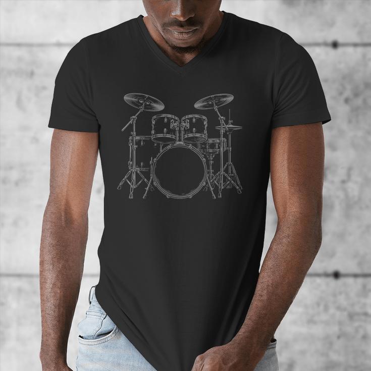 Drum Kit Rock Music Percussion Men's V-Neck T-Shirt Drum Kit Rock Music Percussion Men's V-Neck T-Shirt