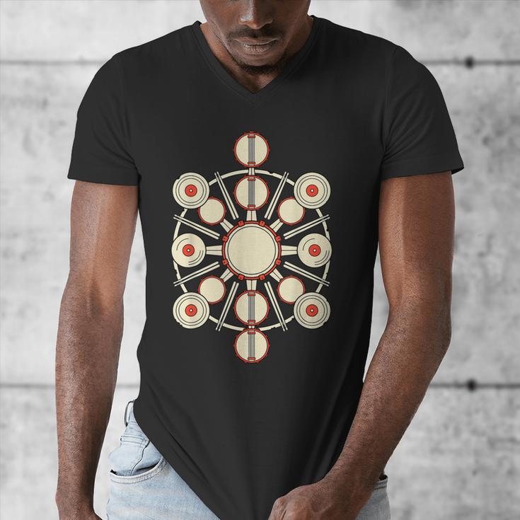 Drummer Drum Kit Mandala Percussionist Music Lover Men's V-Neck T-Shirt Drummer Drum Kit Mandala Percussionist Music Lover Men's V-Neck T-Shirt