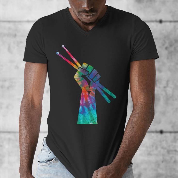 Drummer Drum Kit Tie Dye Hippie Drummer Men's V-Neck T-Shirt Drummer Drum Kit Tie Dye Hippie Drummer Men's V-Neck T-Shirt