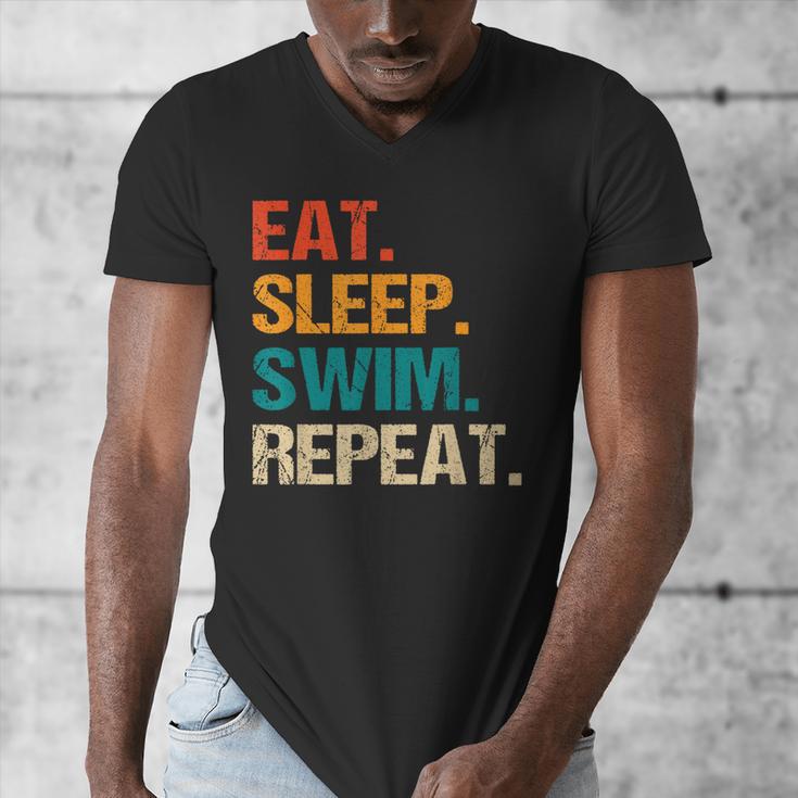 Eat Sleep Swim Repeat Pool Swimmer Water Polo Swimming Men's V-Neck T-Shirt