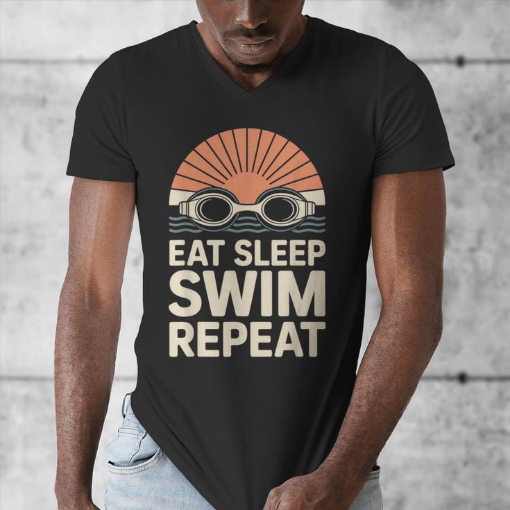 Eat Sleep Swim Repeat Swimmer Swimming Men's V-Neck T-Shirt Eat Sleep Swim Repeat Swimmer Swimming Men's V-Neck T-Shirt