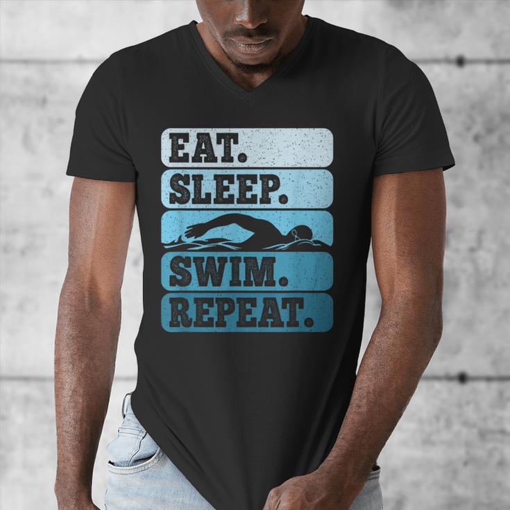 Eat Sleep Swim Vintage Swimming Lover Swimmer Men Women Men's V-Neck T-Shirt Eat Sleep Swim Vintage Swimming Lover Swimmer Men Women Men's V-Neck T-Shirt