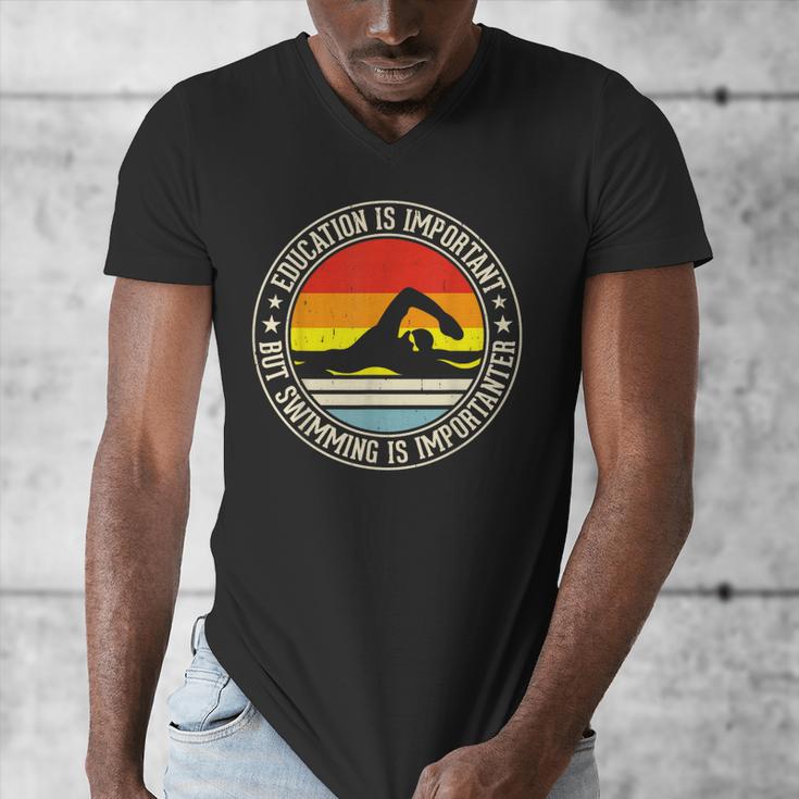 Education Is Important But Swimming Is Importanter Men's V-Neck T-Shirt