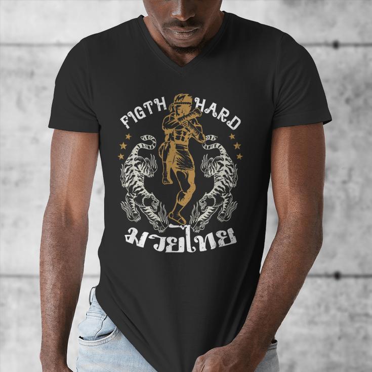 Fight Hard Traditional Fighter Muay Thai Men's V-Neck T-Shirt
