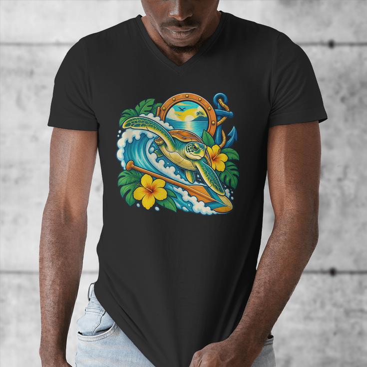 Green Sea Turtle Surfs Past a Canoe Paddle Sleeveless Men's V-Neck T-Shirt Green Sea Turtle Surfs Past a Canoe Paddle Sleeveless Men's V-Neck T-Shirt