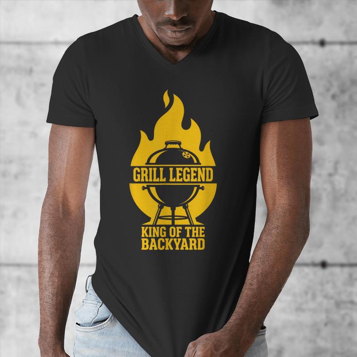 Grill Legend King Of The Backyard BBQ Dad Humor Chef Men's V-Neck T-Shirt