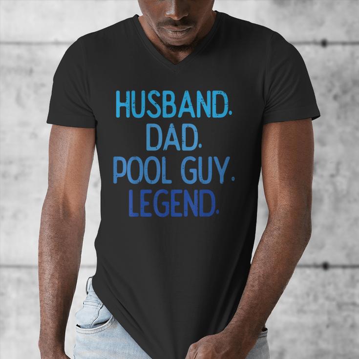 Husband Dad Pool Guy Legend Fathers Day Swimming Papa Men's V-Neck T-Shirt Husband Dad Pool Guy Legend Fathers Day Swimming Papa Men's V-Neck T-Shirt