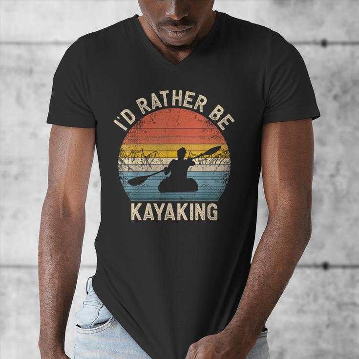 I'D Rather Be Kayaking Canoe Boating Vintage Kayak Men's V-Neck T-Shirt