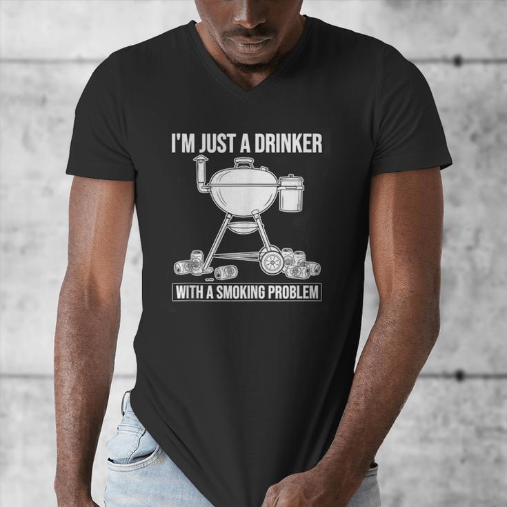 I'm Just A Drinker With A Smoking Problem BBQ Dads Grilling Men's V-Neck T-Shirt
