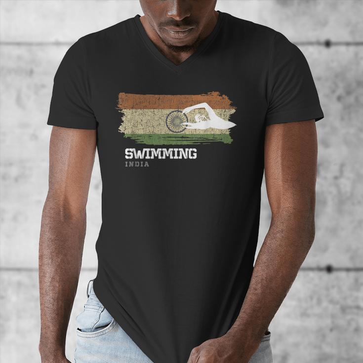 India Swimming Swimmer Water Sports Swimming Men's V-Neck T-Shirt