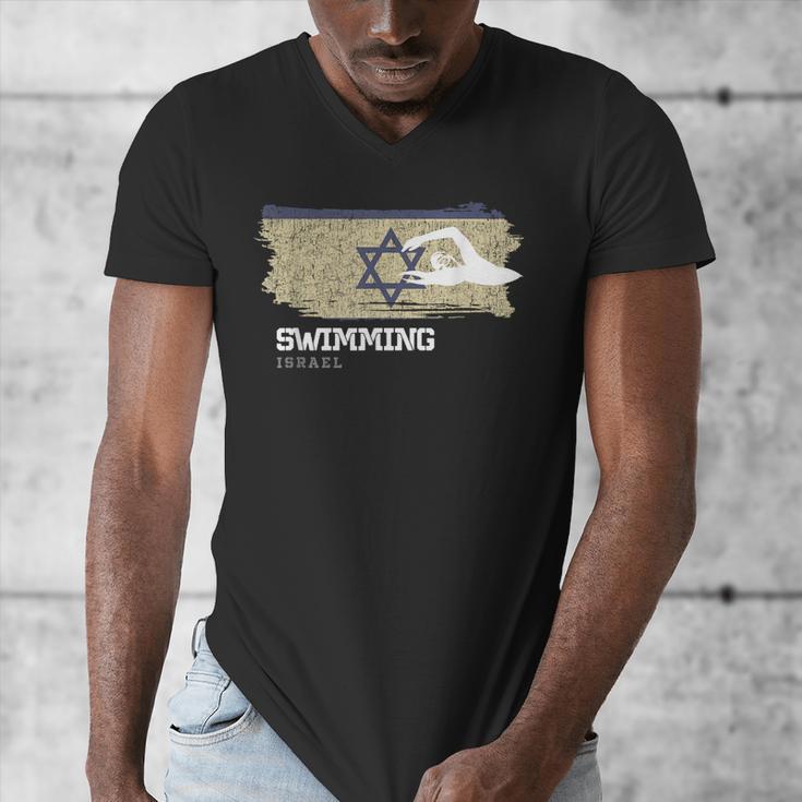 Israel Swimming Swimmer Water Sports Swimming Men's V-Neck T-Shirt Israel Swimming Swimmer Water Sports Swimming Men's V-Neck T-Shirt