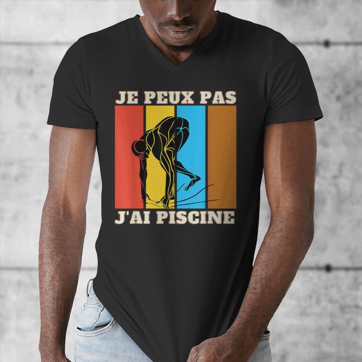 Je Peux Pas J'Ai Piscine Swimming Humour Retro Swimming Pool Men's V-Neck T-Shirt