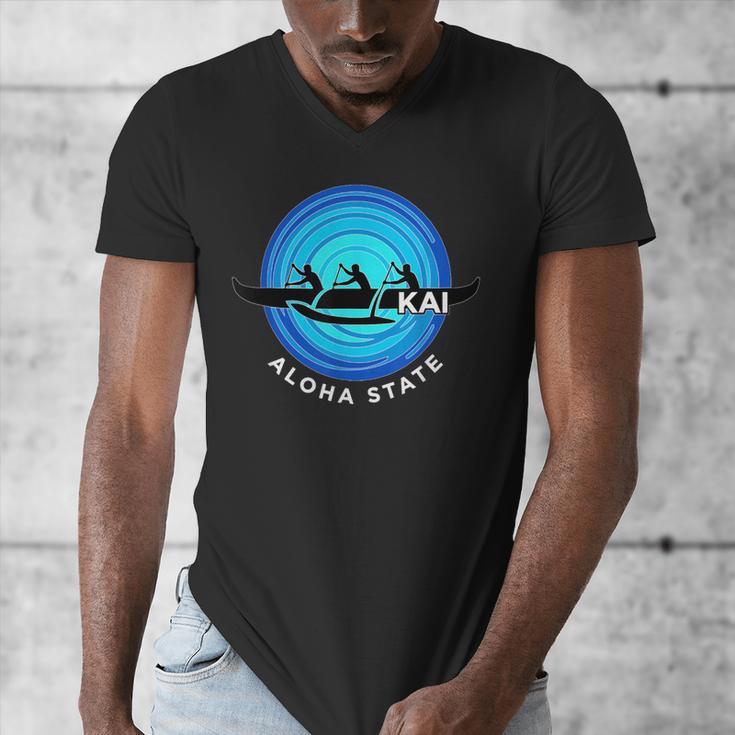 Kai Outrigger Canoe Hawaii Aloha State Paddling Retro Men's V-Neck T-Shirt