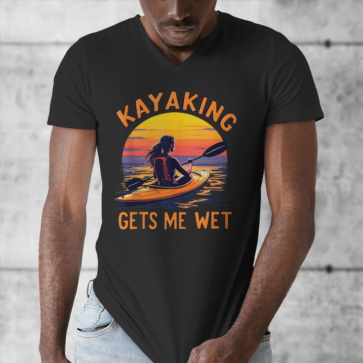 Kayaking Gets Me Wet Kayak Paddling Canoe Adult Joke Sleeveless Men's V-Neck T-Shirt