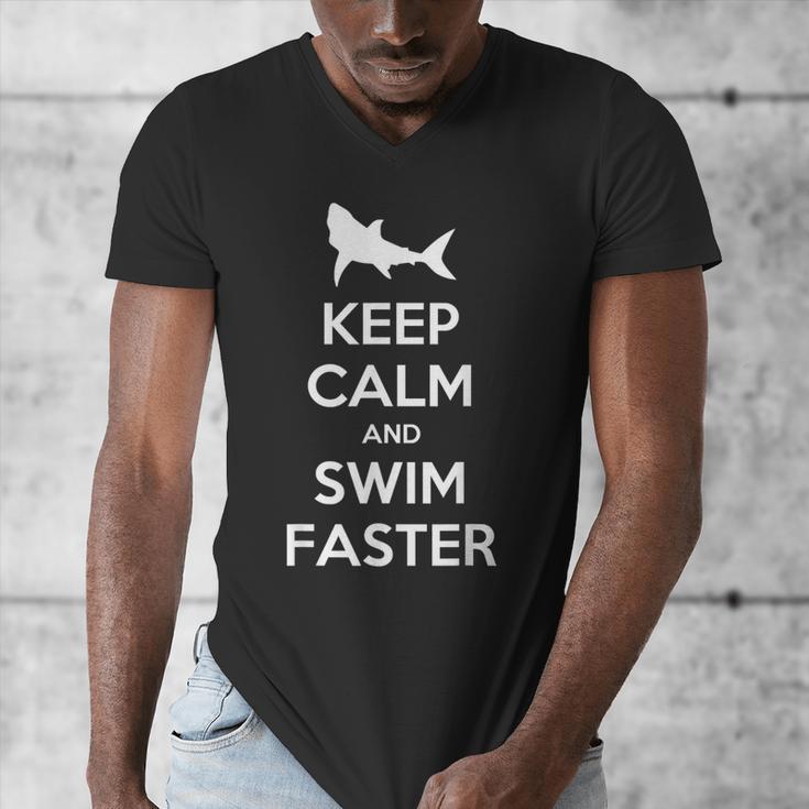 Keep Calm And Swim Faster Swimming T-Shirt Men's V-Neck T-Shirt Keep Calm And Swim Faster Swimming T-Shirt Men's V-Neck T-Shirt
