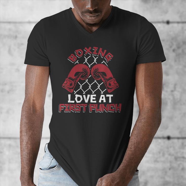 Love At First Punch Professional Boxer Muay Thai Boxing Men's V-Neck T-Shirt