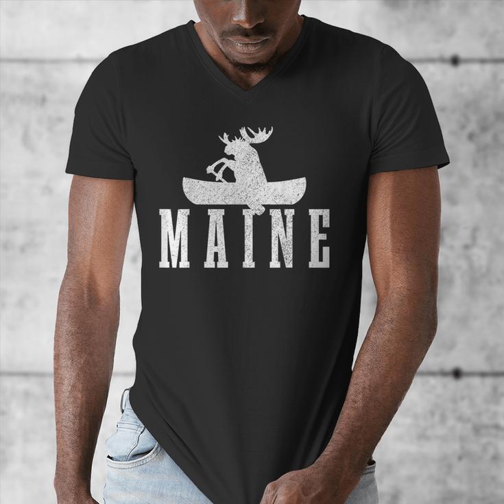 Maine Canoe Kayak Moose USA America Souvenir Men's V-Neck T-Shirt