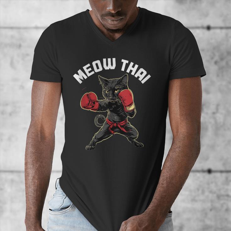 Meow Thai Muay Thai Boxing Cat Martial Arts MMA Boxer Men's V-Neck T-Shirt