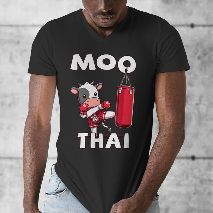 Moo Thai Muay Thai Thai Boxing For Kids Muay Thai Cow Men's V-Neck T-Shirt Moo Thai Muay Thai Thai Boxing For Kids Muay Thai Cow Men's V-Neck T-Shirt