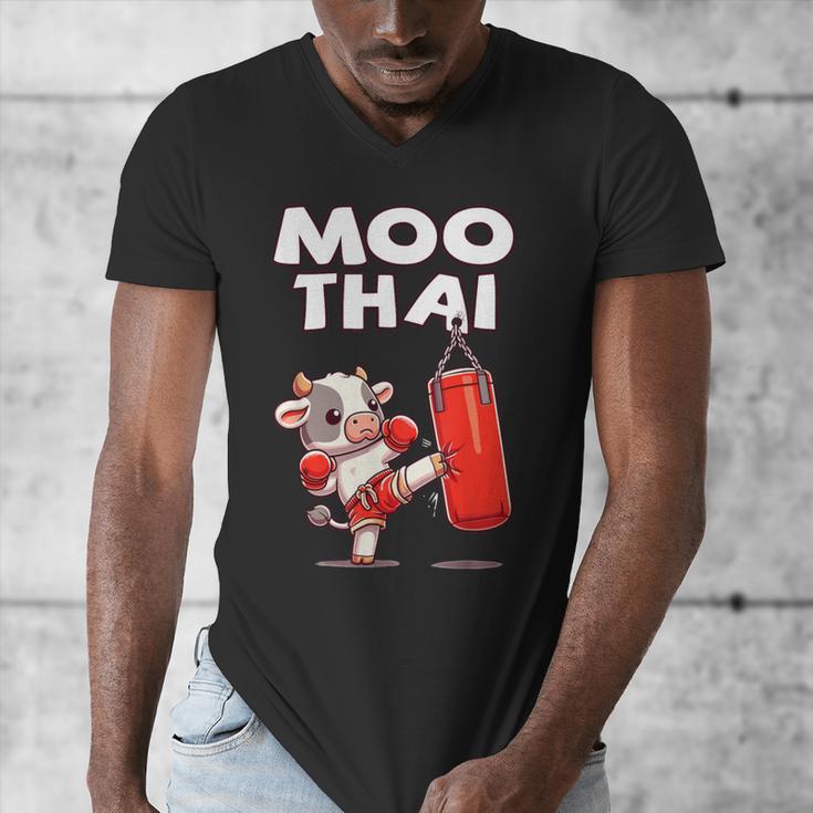 Moo Thai Muay Thai Cow Thai Boxing For Kids Muay Thai Men's V-Neck T-Shirt Moo Thai Muay Thai Cow Thai Boxing For Kids Muay Thai Men's V-Neck T-Shirt