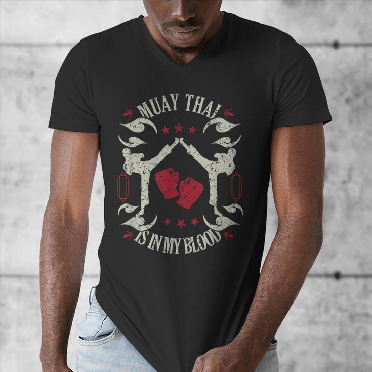 Muay Thai Is In My Blood Traditional Fighters Thai Boxing Men's V-Neck T-Shirt