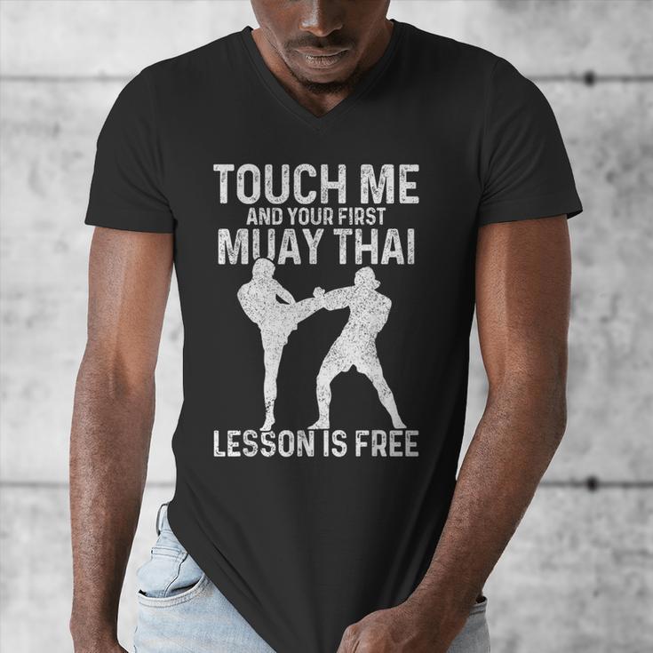 Muay Thai Boxing Kickboxing Your First Lesson Is Free Men's V-Neck T-Shirt