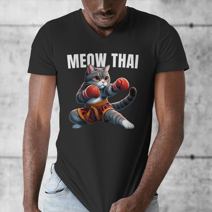 Muay Thai Cat Meow Thai Boxing Martial Art Kids Men's V-Neck T-Shirt Muay Thai Cat Meow Thai Boxing Martial Art Kids Men's V-Neck T-Shirt