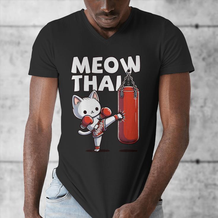 Muay Thai Cat Meow Thai Thai Boxing For Youth Muay Thai Men's V-Neck T-Shirt