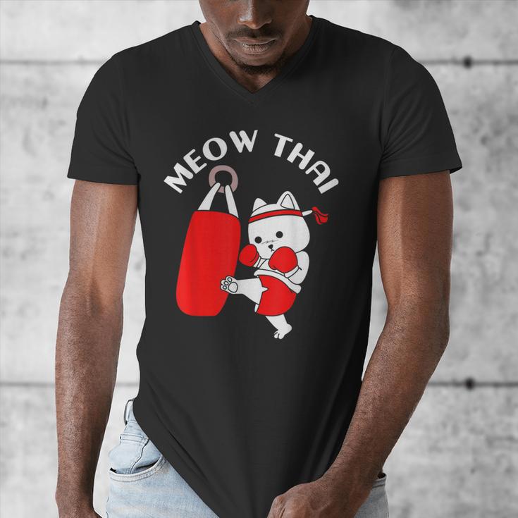 Muay Thai Cat Meow Thai Men's V-Neck T-Shirt