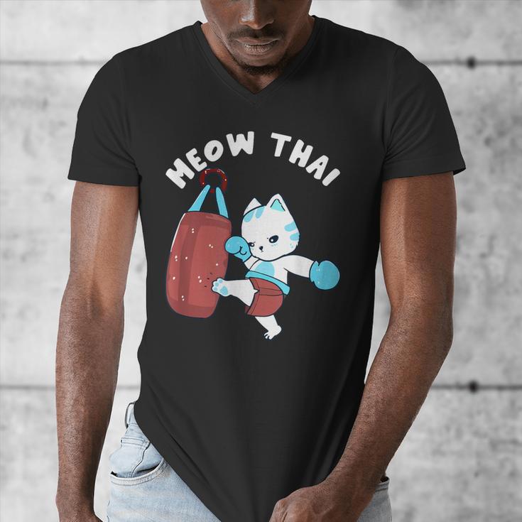 Muay Thai Cat Meow Thai Punch Bag Martial Arts Men's V-Neck T-Shirt Muay Thai Cat Meow Thai Punch Bag Martial Arts Men's V-Neck T-Shirt